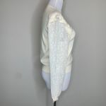 Mint Brand Cream Mock Neck Sweater Lace Sleeves Ruffle Trim Sz Medium Photo 3