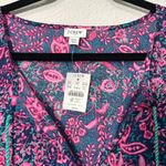 J.Crew NEW Printed Beach Tunic Pink Tassel Swim Coverup 3/4 Sleeve Tropical 2XL Photo 6