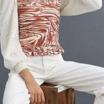 Anthropologie LOVE THE LABEL LOVE THE LABEL SMOCKED EYELET PUFF SLEEVE BLOUSE Photo 0