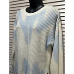 Rue 21 Cream/Blue Tie Dye Sweater Long Sleeve Size Medium Chunky Knit Side Slits Photo 1