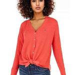 Tommy Hilfiger ✨ Womens Coral Long Sleeve With buttons Sz Small Sweater✨ Photo 0