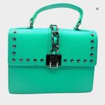 Badgley Mischka  Satchel Top Handle Logo Studded Bag W/Chain Teal Photo 0