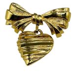 Bow and dangle heart brooch 1980’s Avon Gold Photo 0