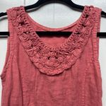 Made in Italy 100% Linen 3D Floral Tank Dress Medium Beachy Coastal Nautical Pink Photo 2