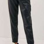 Avec Les Filles  Womens Faux Leather Cuffed Joggers Size Medium Black Sporty Edgy Photo 0