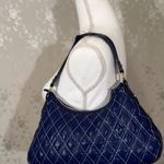 Victoria's Secret Vintage Victoria’s Secret Quilted Navy Blue Shoulder Bag w/ Heart Charm Y2K Photo 3