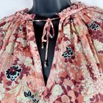 Ulla Johnson Adela Silk Floral Ruffle Blouse Pink Red Metallic Sheer Top Sz 2 Photo 3