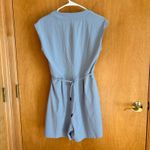 Athleta Blue Gray V Neck Cap Sleeve Belted Romper Playsuit Shorts XS Photo 2