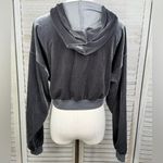 Adika  Cropped Velour Full Zip Hoodie Silver/Gray-Medium Photo 1