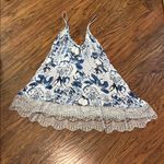 Floral Lace Trim Women’s Top Blue Photo 10