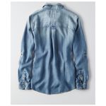American Eagle boyfriend Jean buttons shirt size MEDIUM NEW Blue Photo 3