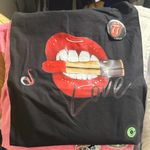 Handmade  Stylish Black Red Lips & love tote bag Photo 0