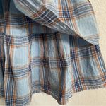 Aerie  Womens Skirt Blue Orange Plaid Tiered Pull On Cotton Mini Size Medium Photo 4