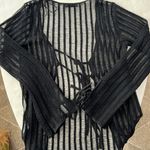 ZARA OPEN KNIT MESH BELL SLEEVE TIE FRONT GRUNGE LS TOP BLACK Small $90 Photo 4
