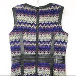 Milly  Tweed Chevron Leather Sheath Dress Purple Sz 8 Photo 7