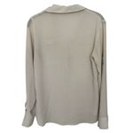 Next Level Apparel Express Lightweight Collared Blouse | Size S | White Zip-Pocket Button Front Top Photo 2