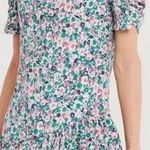 Storets Floral Puff Pleated Sleeve Tulip Hem Mini Ruffle Dress Size S/M Women’s Photo 0