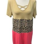 Hayden NWT LA Animal Print Colorblock Short Sleeve Top Shirt Oversized Small Photo 0