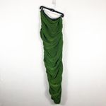 Pretty Little Thing  Green Glitter Plisse Ruched One Shoulder Midi Dress Size 12 Photo 2
