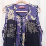 Laise Adzer Womens Vest Size M Purple Floral Boho Button Front Artsy Indie Bali Size M Photo 1