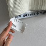 Years of Ours Ribbed Ivory Lace Up Sports Bra White Photo 1