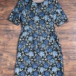 Brooks Brothers  • floral brocade sheath dress blue gold metallic black fitted Photo 9