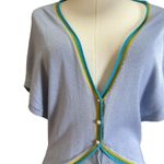 RAW 7 USA Silk Cashmere Graphic Short Sleeve Cardigan Sweater Women’s SZ:S Blue Photo 9