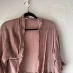 easel  Los Angeles Dusty Rose Ruffle Kimono Cardigan 100% Tencel‎ Boho Drape S Photo 1