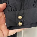 Kate Spade  Jolette Black Silk Blouse Gold Button Women Size 6 Tunic Preppy Photo 5