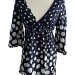 BODEN Blue White Pom Tunic Coverup Dress Size US 2P Photo 0