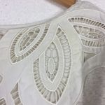 Free People  Oatmeal Bell Sleeve Lasor Cut Out Lace Appliqué Sweatshirt Small Photo 10