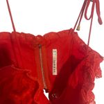 INDIKAH Women's Size Large Red Lace Embroidered Tie Slv Zip Back Tank Top Photo 8