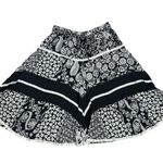 Vintage 90s Bohemian Floral Patchwork Full Circle Skirt One Size Indian Cotton Black Photo 0