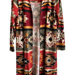 Ali Miles Aztec Duster Cardigan Large Open Front Southwestern Tribal Logenlook Photo 0