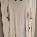 LuLaRoe  Liv T White Short Sleeve Top with Gray Trim Photo 3