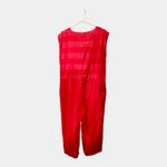 BUYKUD women’s red linen striped jumpsuit M medium boho casual Photo 1