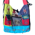 Boutique Boho crossbody bag slouchy patchwork distressed cotton bag. Photo 0