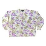 Lee Sands Women’s Orchid and Monstera Print Angora Cardigan Sweater Size 1X NWT Photo 2