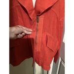 ZARA  BASIC Women Orange Linen Blend Collared Zip Front Jacket Size S Photo 2