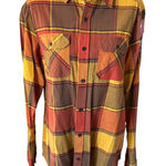 Angry Minnow Flannel Shirt Long Sleeve Smokey The Bear Orange Brown Medium Photo 0