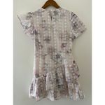 Tularosa  Benson Dress Ivory White Lilac Purple Ruffle Mini Eyelet EUC S Garden Photo 6