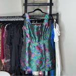 Lulus  Compelling Drama Green Floral Jacquard Lurex Bustier Mini Dress Photo 6