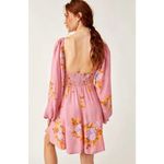 Free People NWT Francesca Floral Puff Long Sleeves Mini Dress Rose Pink Size Med Photo 3