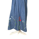 Country Store Midi Dress Mumu Embroidered Denim Size Medium Blue Floral Cottage Photo 3