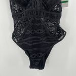 Becca  Swimsuit Size Large One Piece Black Crochet NWT Plunge V-Neck Color Play Photo 12