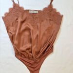 Abercrombie & Fitch Satin/Silk Lace Trim Bodysuit - Rose Gold - M Photo 6