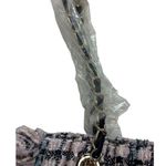 Sassy Jones Pink Black Tweed Fringe Status Handbag Purse Tote Chain Strap NEW Photo 4