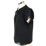 CeCe Black White Polka Dot Blouse Flutter Sleeve Size Medium Photo 5