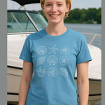 Bella Canvas  Blue T-Shirt. “Seashells” Size Large Photo 0