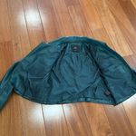 7 For All Mankind  Womens Faux Leather Gold Button Up Crop Jacket Green Size L Photo 4